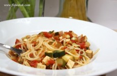 pasta with zucchini and smoked tofu