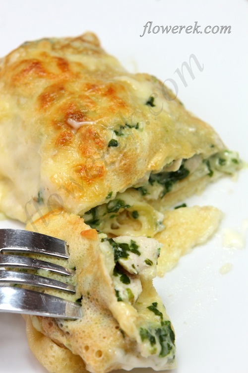 chicken and spinach crepes