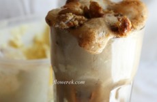 Ice cream with cola and caramelized nuts