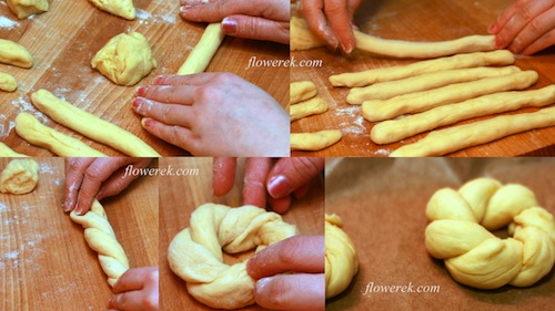 Easter wreath rolls - shaping Easter wreath rolls – shaping