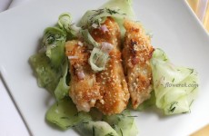 Fish sticks and cucumber salad