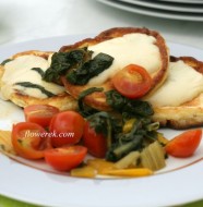 Pancakes with Swiss chard (mangold) and tomatoes