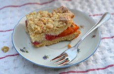 Coconut pudding cake with fruit