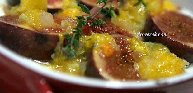 Figs with baked goat cheese and orange chutney