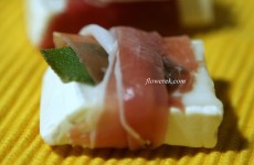 Goat cheese appetizer with pancetta and sage
