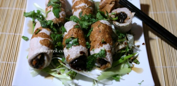 Japanese-style pork rolls stuffed with plum