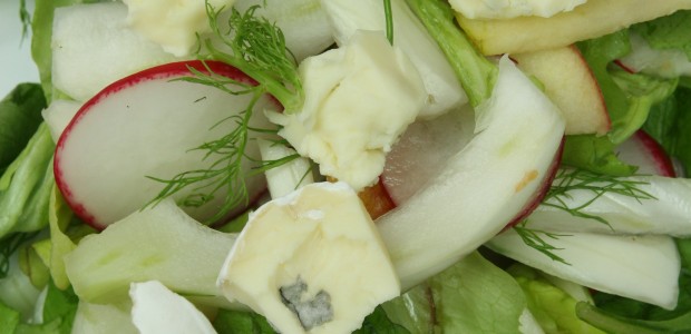 Lettuce with fennel, apple and blue cheese