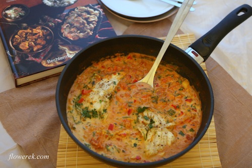 Indian-style cod in tomato coconut sauce