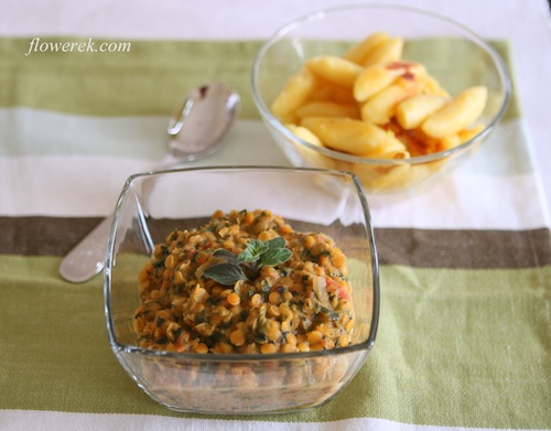 Lentils with spinach
