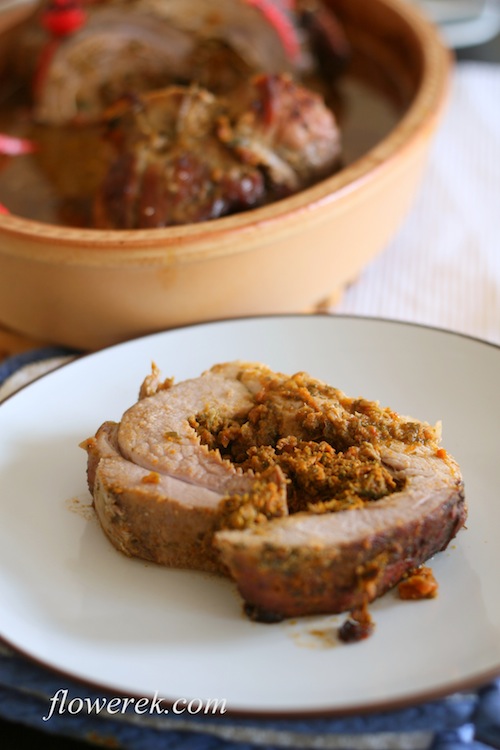 Pork roulade with marjoram sauce