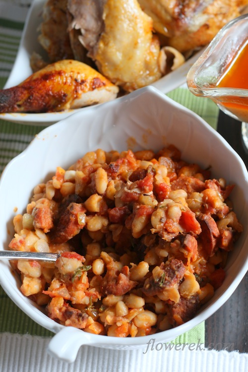 Chicken with chorizo and beans