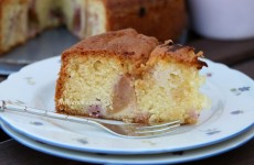 Rhubarb and marzipan cake