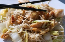 Chicken breast with walnuts and napa cabbage