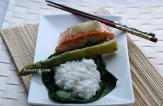 Green tea salmon with coconut rice