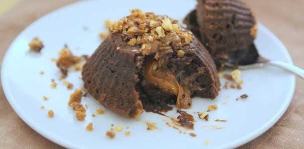 Molten chocolate cake with Toffifee